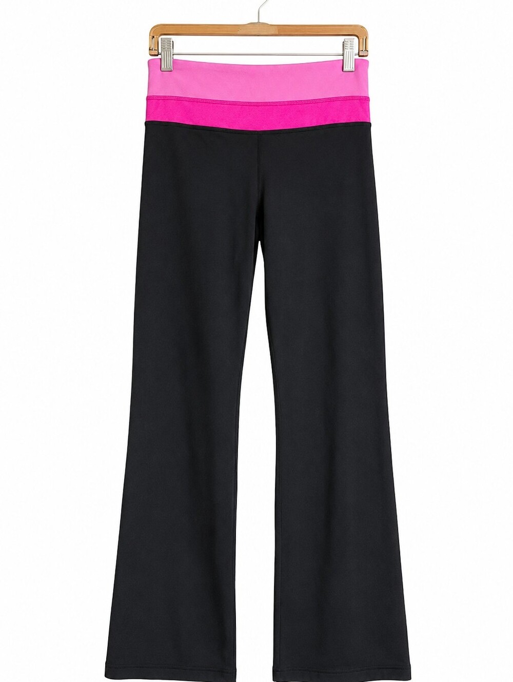 Lululemon Women’s Size 6 Black Flare Yoga Pants Pink Waistband